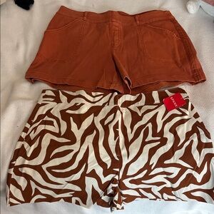 Spanx Brown and White Zebra Print and Brown Women Shorts XL